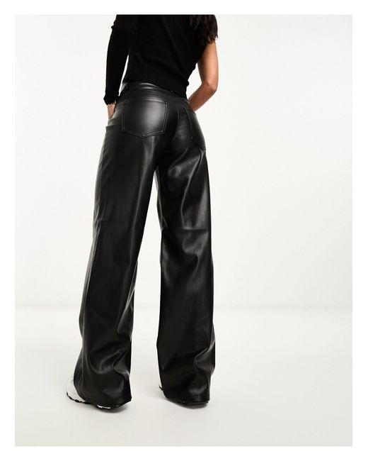 Wide-leg Faux-Leather Trousers - BLACK | Zini Boutique