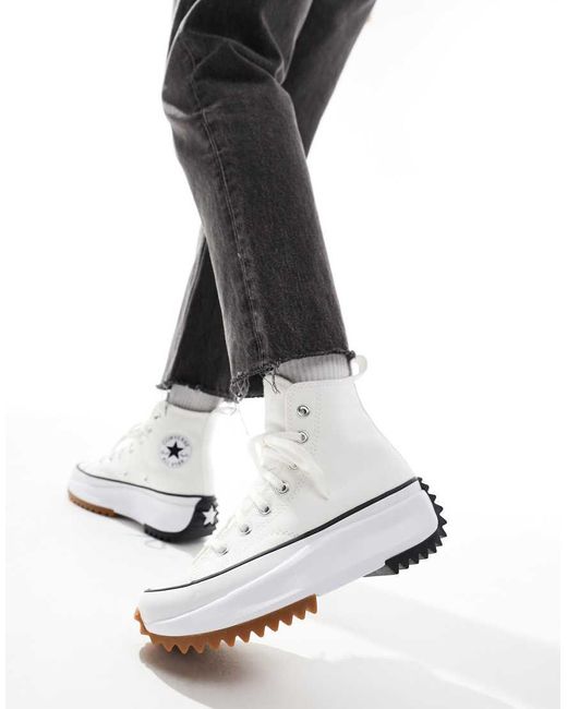 Converse White Run Star Hike Hi Trainers