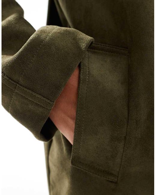 ASOS Green Faux Suede Car Coat