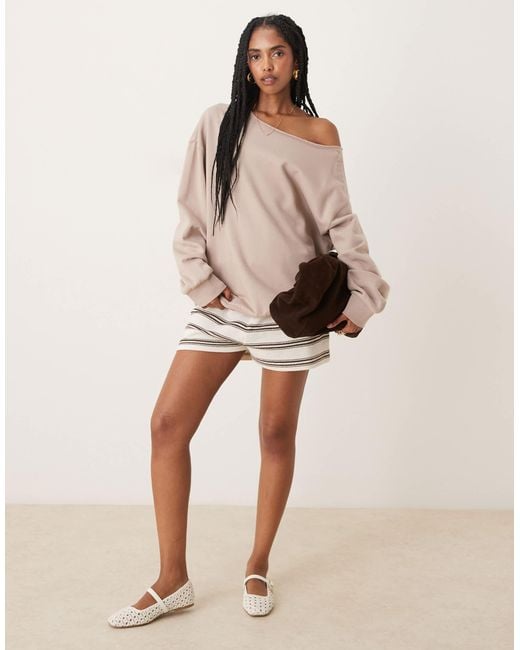 ASOS Natural Oversized Off Shoulder Sweatshirt