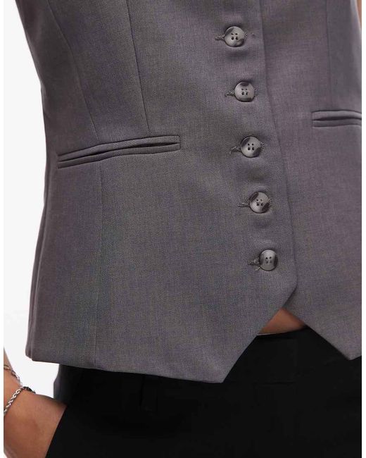 Chaleco De Sastre Beis Abotonado Con Cuello Subido De (Parte De Un Conjunto)-Beis Neutro TOPSHOP de color Multicolor
