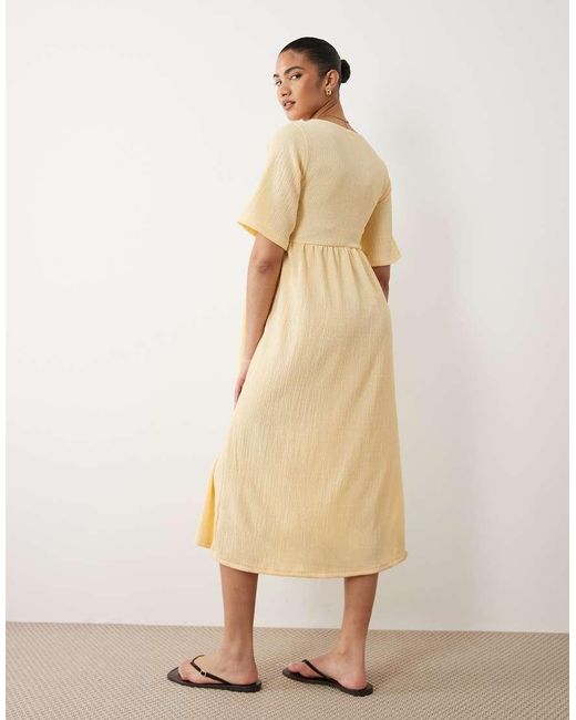 Mama.licious Natural Mamalicious Maternity Short Sleeve Nursing Button Detail Textured Jersey Midi Dress
