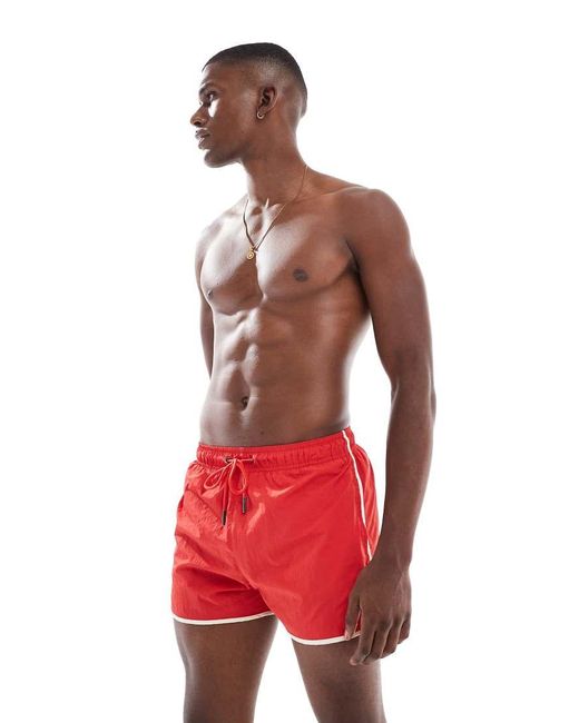Bershka Hardloop-Zwemshort in het Red voor heren