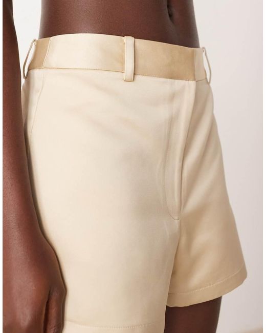 ASOS Natural Tailored Satin Micro Short