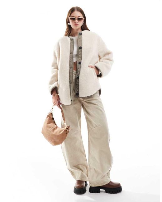 ASOS Natural Oversized Borg Jacket
