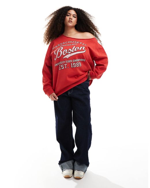 ASOS Red Asos design curve – schulterfreies sweatshirt