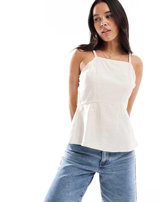 Blusa A Canottiera Color Sabbia Con Schiena Scoperta di Pieces in Blue