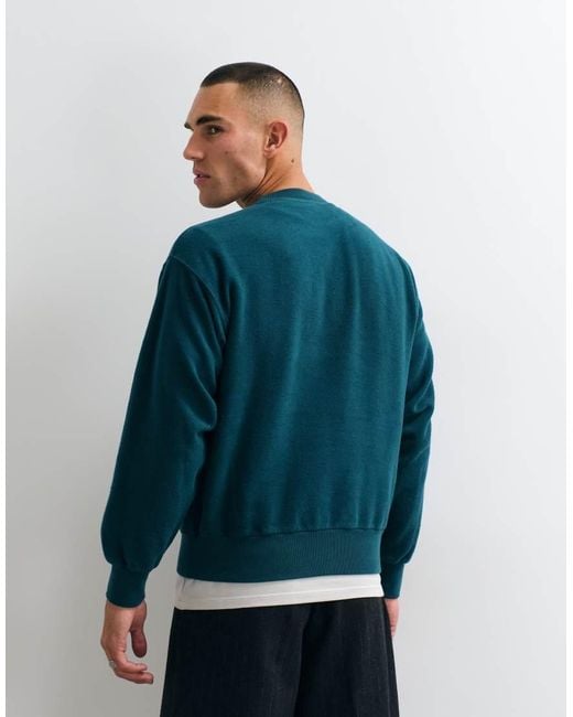 No Problemo Blue 100% Cotton Reverse Fleece Sweatshirt With Large Front Logo for men