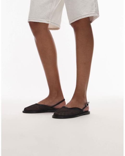 TOPSHOP Brown Bailey Mesh Slingback Ballet Flats