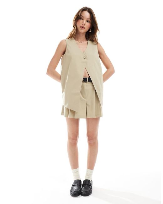 Vero Moda Natural Longline Tailored Waistcoat Co-Ord