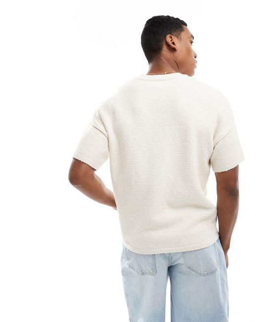 ASOS White Relaxed Knitted Boxy T-shirt for men