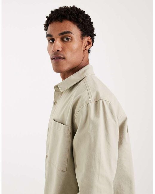 New Look Natural Oversized Overshirt for men