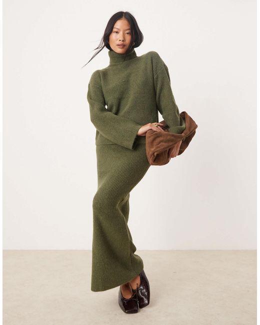 Vila Green – gestrickter rollkragenpullover