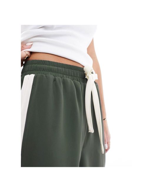 Pantalones s sin cierres con panel en contraste ASOS de color White
