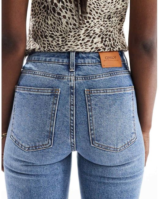 ONLY Blue Emily High Waisted Straight Leg Jeans