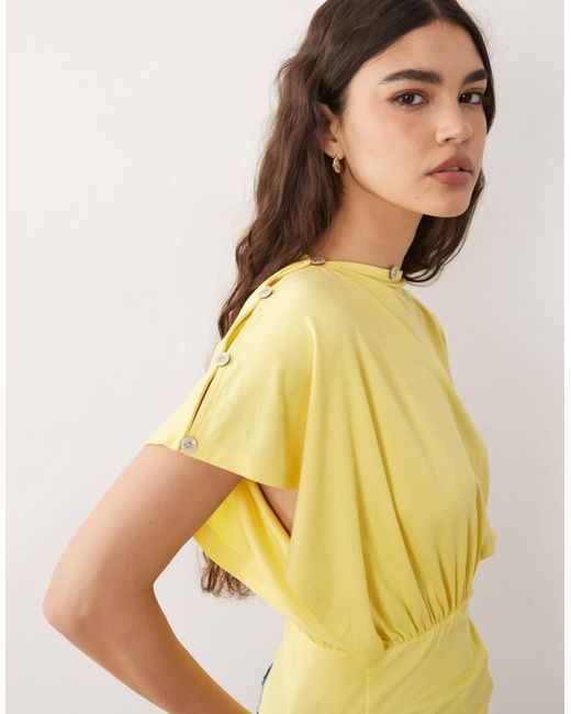 ASOS Yellow Multi Way Button Up Top