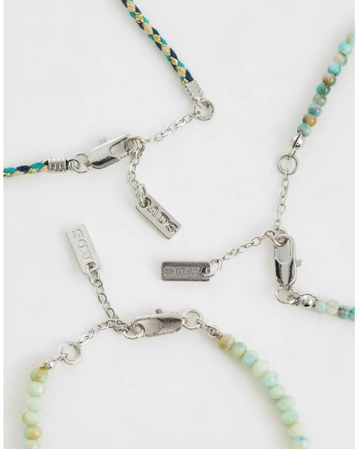 Confezione Da 3 Bracciali Con Perline E Corda Multicolore di ASOS in Gray da Uomo