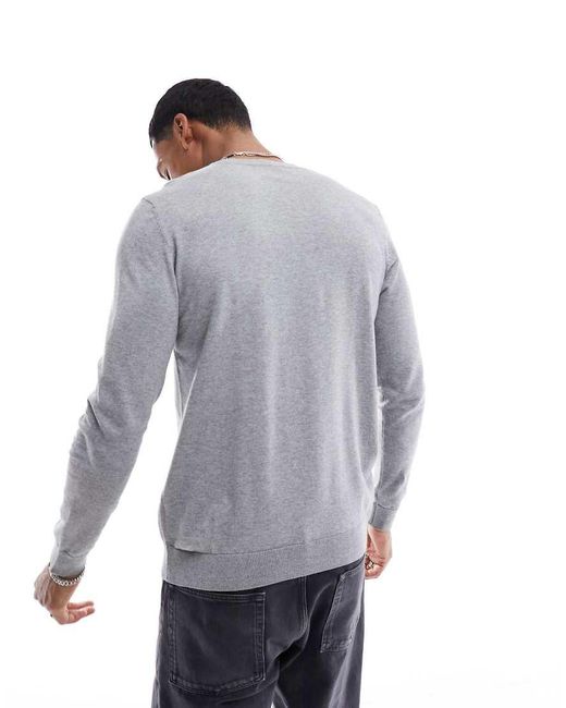 SELECTED Gray Crew Neck Knit Jumper for men