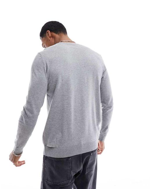 SELECTED Gray Crew Neck Knit Jumper for men