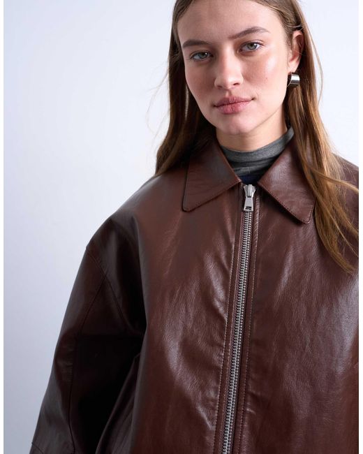 TOPSHOP Blue – oversize-jacke aus kunstleder