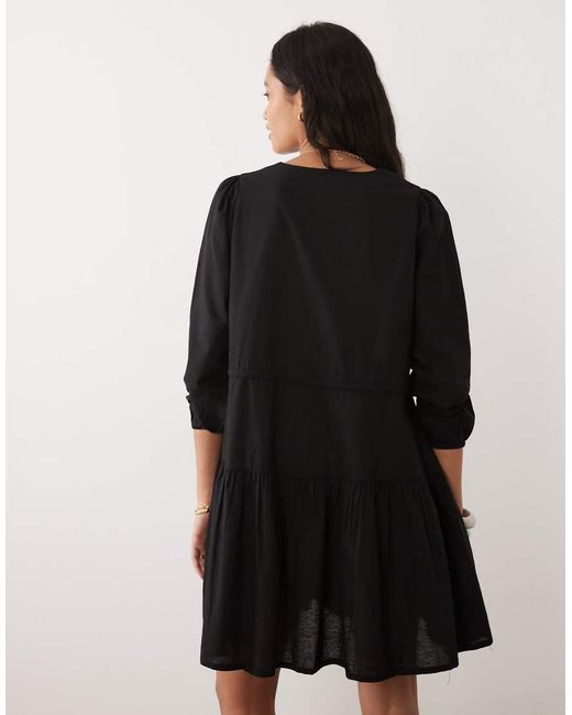 esmé studios Black Esmee Tie Front Tiered Mini Beach Dress