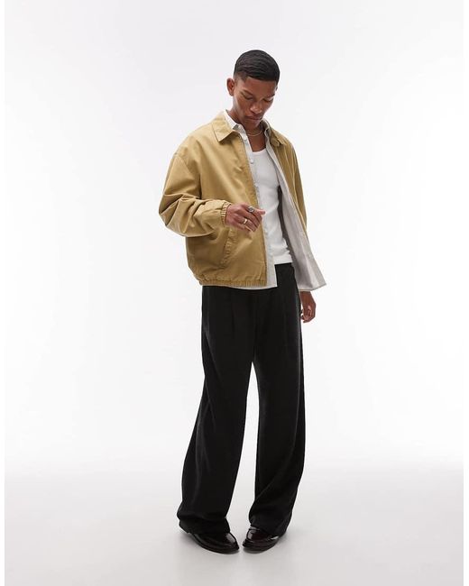 Topman Green Twill Harrington Jacket for men