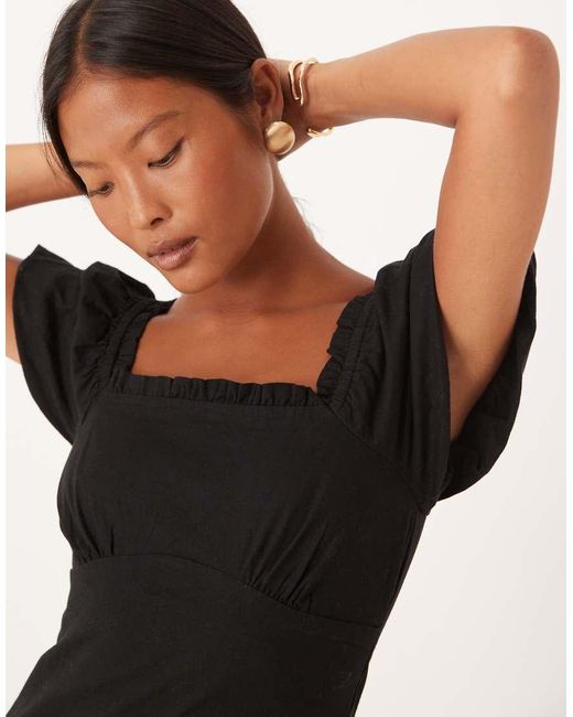 Nobody's Child Petite Black Ramona Flutter Sleeve Mini Dress
