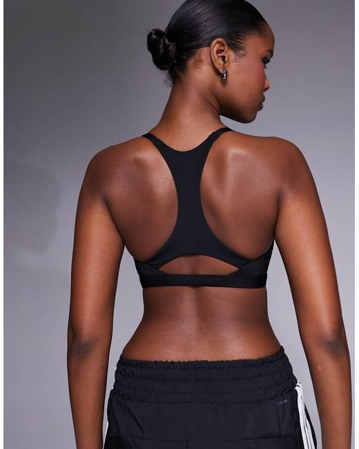 Adidas Originals Blue Adidas Training Optime Light Support Sports Bra