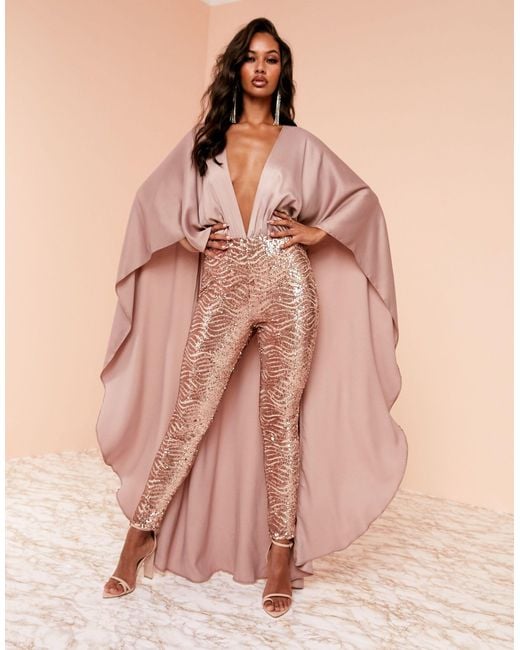 pink jumpsuit with cape