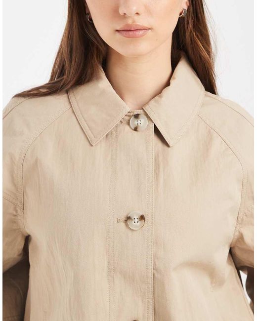 ASOS Natural Short Trench Coat With Pleat Detail