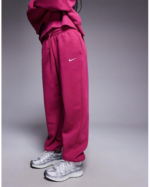 Nike Pink Phoenix Fleece High Waisted Oversized Cuffed Joggers