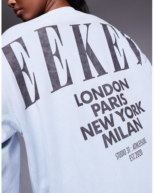 Weekend collective - icon - t-shirt à manches longues avec logo superposé au dos - cendré délavé et chocolat ASOS en coloris Blue