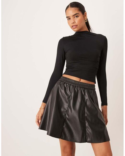 Vila Natural Faux Leather Flippy Mini Skirt
