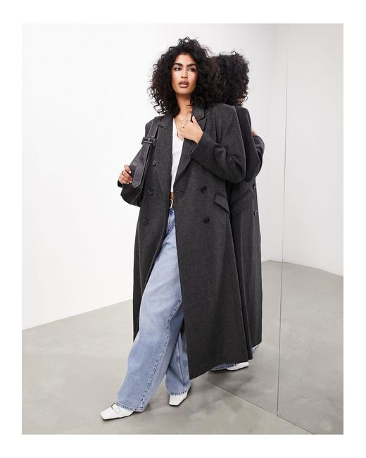 Manteau ajusté long et oversize à épaulettes ASOS en coloris Noir | Lyst