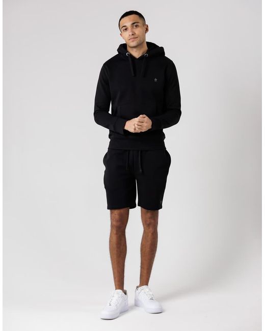 French Connection Black Cotton Blend Hoody And Shorts Co Ord Set for men
