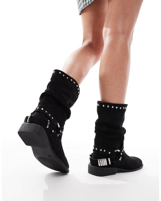 Alara - bottines plates et souples style motard avec détails en métal ASOS en coloris Black