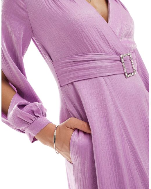 Robe ceinturée longue en satin - lilas Closet en coloris Purple