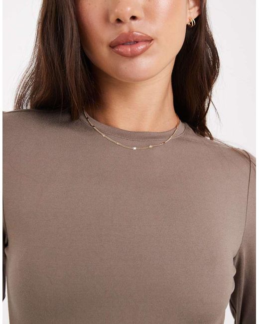 Miss Selfridge Gray Sculpted Long Sleeve Tee