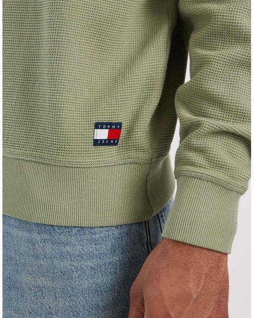 Tommy Hilfiger Green Waffle Texture Relaxed Fit Sweatshirt for men