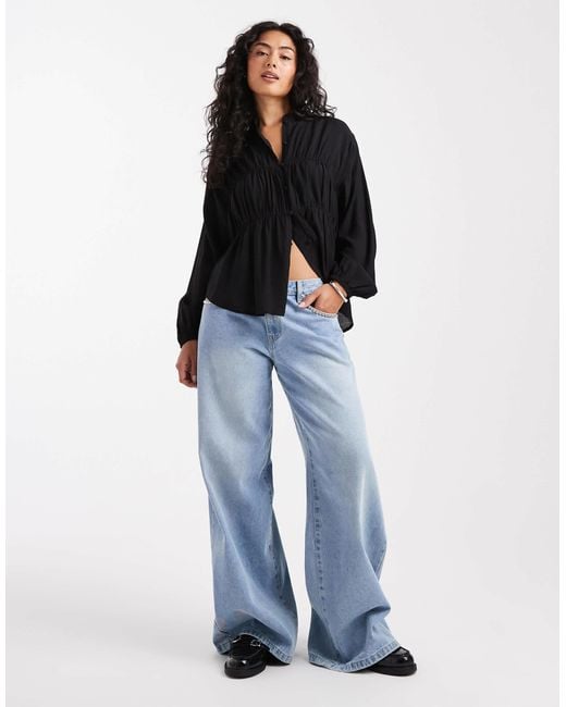 Threadbare Blue Button Down Long Sleeve Blouse