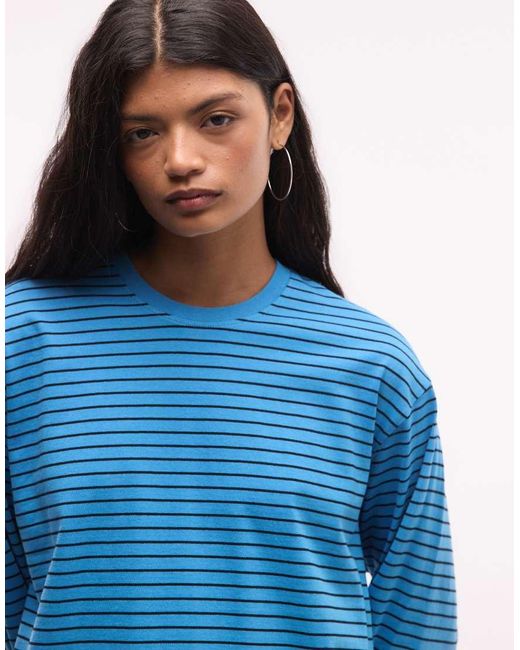 Weekday Blue Boxy Oversized Long Sleeve Top