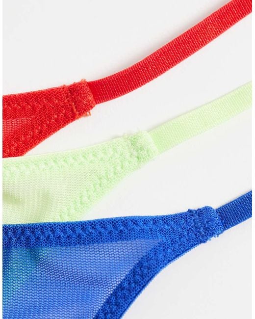 ASOS Blue 3 Pack Sheer Mesh Tanga Lingerie Thong