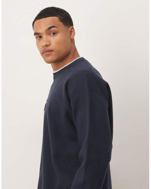 Calvin Klein Blue Centre Embossed Logo Jumper for men