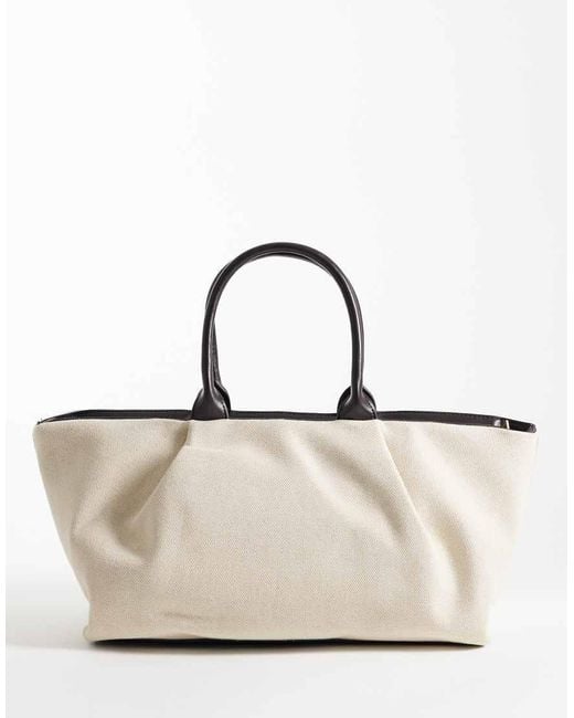 Mango Natural Large Structured Slouch Shoulder Bag