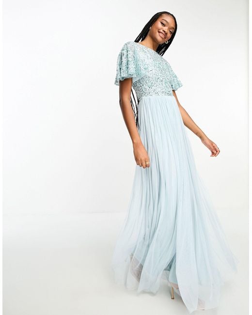 Beauut Tall - Bruidsmeisjes - Maxi-jurk Met Open Achterkant En Versiering in het Blue
