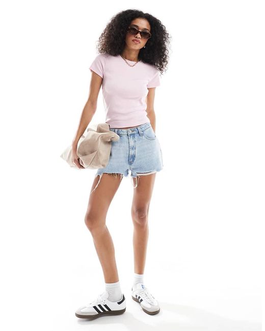 Hollister White Short Sleeve Ribbed T-shirt