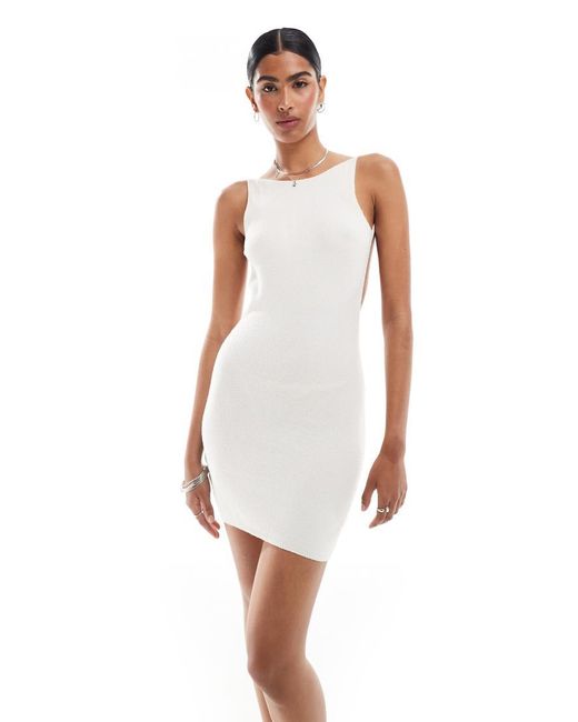 Mango White Low Back Mini Dress