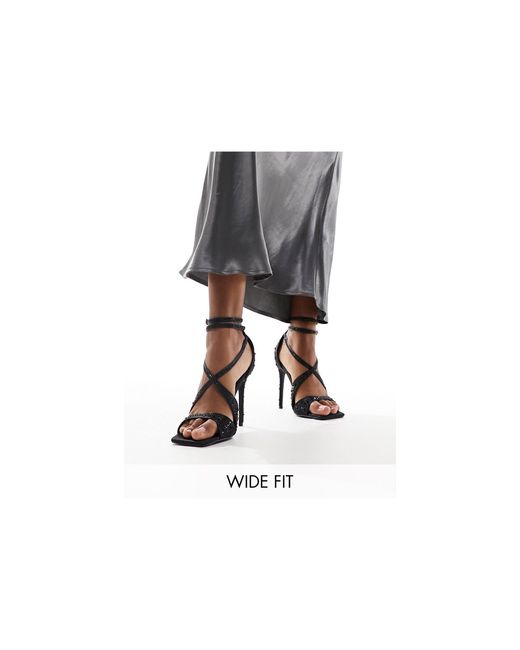 Public Desire Black Exclusive Moana Embellished High Heeled Sandals