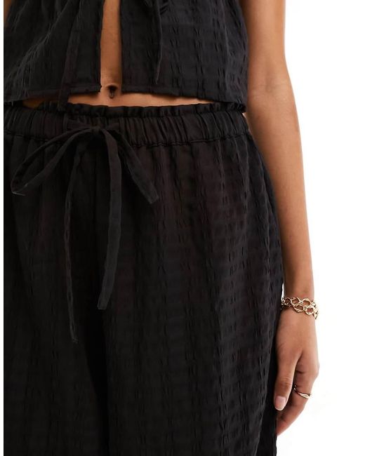 esmé studios Black Esmee Exclusive Beach Textured Wide Leg Trouser Co-ord