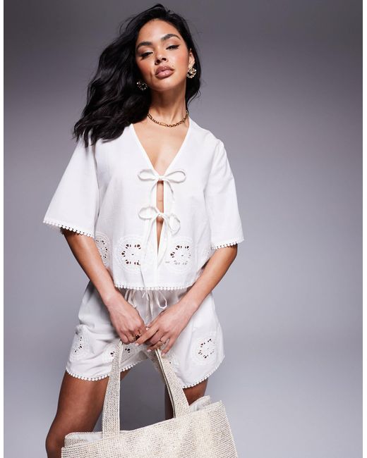 ASOS White – angie – strandoberteil aus baumwoll-popeline